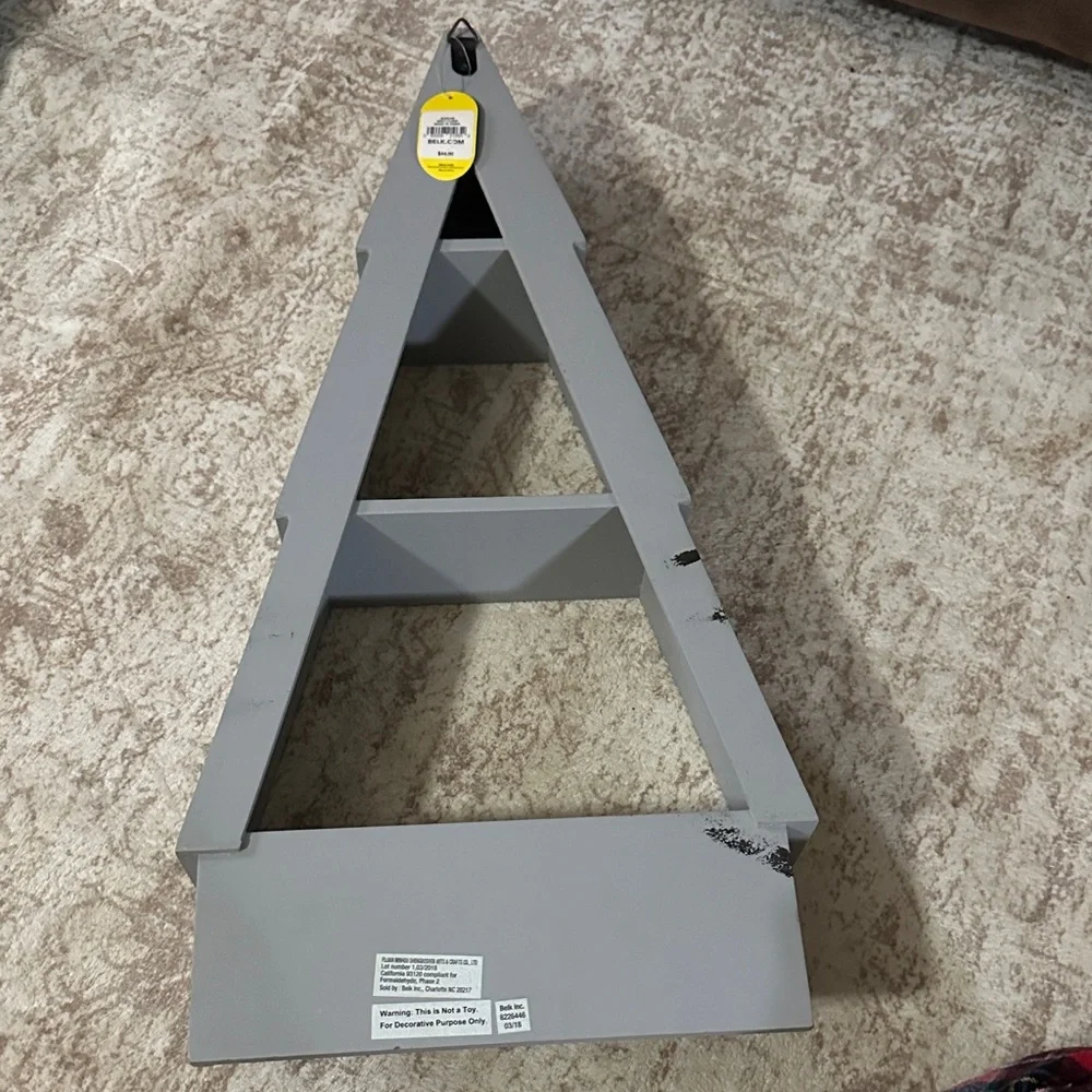 Belk Gray Triangular Display Shelf with Hooks
